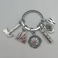 New Fire Extinguisher and Flame Keychain Letters A-Z Firemen Fire hero key ring Creative Firefighter