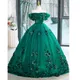 Robes bouffantes à fleurs pour le Rh robes de Quinceanera vertes robe de Rhlongue classique sur