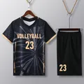 Short Sleeve Volleyball Jersey Set Men Volleyball Uniform V-neck Shirt Double Pockets Shorts Kit