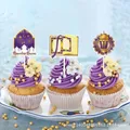 12Pcs/set Eid Mubarak Cupcake Toppers 2024 Ramadan Islamic Muslim Party Cake Topper DIY Cake Eid