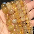 Perles en Quartz Rutilé Jaune Naturel pour Bijoux Accessoires de Bracelet 15 6 8 10mm