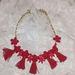 J. Crew Jewelry | J. Crew Red Tassle Necklace Floral Pattern | Color: Gold/Red | Size: Os