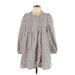 Los Angeles Atelier & Other Stories Casual Dress - Shirtdress High Neck 3/4 sleeves: Gray Print Dresses - Women's Size 8