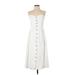 H&M Casual Dress - Midi Sweetheart Sleeveless: White Solid Dresses - Women's Size 4