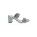 J.Crew Mule/Clog: Slip On Chunky Heel Casual Blue Print Shoes - Women's Size 6 - Open Toe