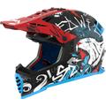 LS2 MX437 Fast Evo II Mini Starmaw Casque de motocross pour enfants, noir-rouge-bleu, taille S pour Des gamins