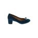 MICHAEL Michael Kors Heels: Slip-on Chunky Heel Classic Blue Solid Shoes - Women's Size 9 - Almond Toe