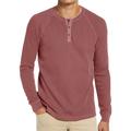 Homme T shirt Tee Chemise gaufrée Chemise Henley Shirt Tee T-shirt Plein Henley Plein Air Vacances manche longue Bouton bas Vêtement Tenue Mode Design basique