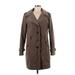 Calvin Klein Trenchcoat: Mid-Length Brown Print Jackets & Outerwear - Women's Size Medium