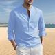 Homme Chemise Chemise Lin Chemise en lin et coton Chemise en coton blanc Chemisette Chemise d'été Chemise de plage Noir Blanche bleu marine manche longue Plein Col Mao Printemps Automne Hawaïen