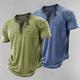 Paquets multiples 2 pièces Homme Henley Manches courtes Marron Bleu T shirt Tee Chemise Henley Shirt T-shirt Plein Usage quotidien Vacances Polyester Printemps été