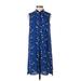 Anne Klein Casual Dress - Shirtdress Collared Sleeveless: Blue Dresses - Women's Size 2X-Small