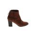 Brash Ankle Boots: Brown Solid Shoes - Women's Size 11 - Almond Toe