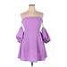 Shein Cocktail Dress - Mini Open Neckline 3/4 sleeves: Purple Print Dresses - Women's Size X-Large