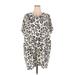 Amaryllis Casual Dress - Mini Crew Neck Short sleeves: Ivory Leopard Print Dresses - Women's Size 2X