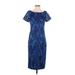 JS Collection Casual Dress - Sheath: Blue Graphic Dresses - Women's Size 4