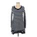 Hayden Casual Dress - Mini V Neck Long sleeves: Blue Stripes Dresses - Women's Size Small