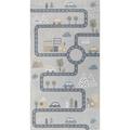 Tapis Enfant Lavable en Machine Circuit Voitures Bleu/Gris 80x150