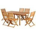 Ensemble table et chaises 6 places en bois FSC 120-180 cm avec housse