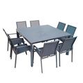 Ensemble repas de jardin 10 places en aluminium gris anthracite