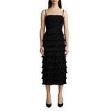 Ruffled Plissé Midi Dress - Black - Zac Posen Dresses