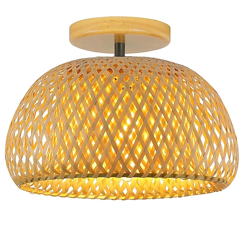 kreative handgefertigte bambusweberei natürlichen wind deckenleuchter e27/e26 basis deckenbeleuchtung hängelampe geeignet für studie café restaurant rar ac110v ac220v Image