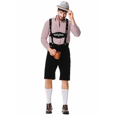 Karneval Oktoberfestbier Kostüm Lederhosen Hemd Oktoberfest / Bier Bayerisch Bayerisch Deutsch Traditioneller Stil Wiesn Herren Stoff im traditionellen Stil Bluse Shorts Hut Image