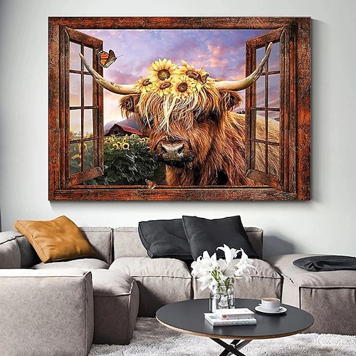 Tierwandbilder auf Leinwand, Bauernhof, Kühe, Leinwanddrucke und Poster für Wohnkultur ohne Rahmen Image