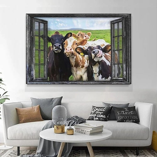 Tierwandbilder auf Leinwand, Bauernhof, Kühe, Leinwanddrucke und Poster für Wohnkultur ohne Rahmen Image