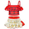 Kids Girls' Swimwear Outdoor Print Bathing Suits 2-12 Years Summer Accessories three-piece set Moana Girls Split Strap Swimsuit