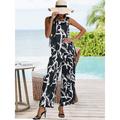 Women's Two Piece Sets Boho Tank Top Pants Sets Black White Print Elegant Sleeveless Round Neck Wide-Leg Spring Summer Sets