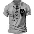 Graphic Skull Fashion Designer Men's 3D Print T shirt Tee Daily Going out T shirt Light Blue Khaki Light Grey Short Sleeve Stand Collar Shirt Summer Clothing Apparel S M L XL XXL XXXL