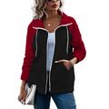 Women's Zip Up Sweatshirt Zip Hoodie Sweatshirt Color Block Street Casual Zip Up Front Pocket White Pink Red Basic Hoodie Long Sleeve Top Micro-elastic Fall Winter