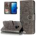 Premium Leather Flip Wallet Card Slots Magnetic Stand Protective Cover Ultra Slim Case with Lanyard Embossed Flip Case for iphone13/iphone14 Gray