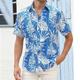 Men's Shirt Summer Hawaiian Shirt Coconut Tree Graphic Prints Leaves Turndown White Yellow Navy Blue Royal Blue Blue Outdoor Street Short Sleeves Print Clothing Apparel Fashion Streetwear Designer