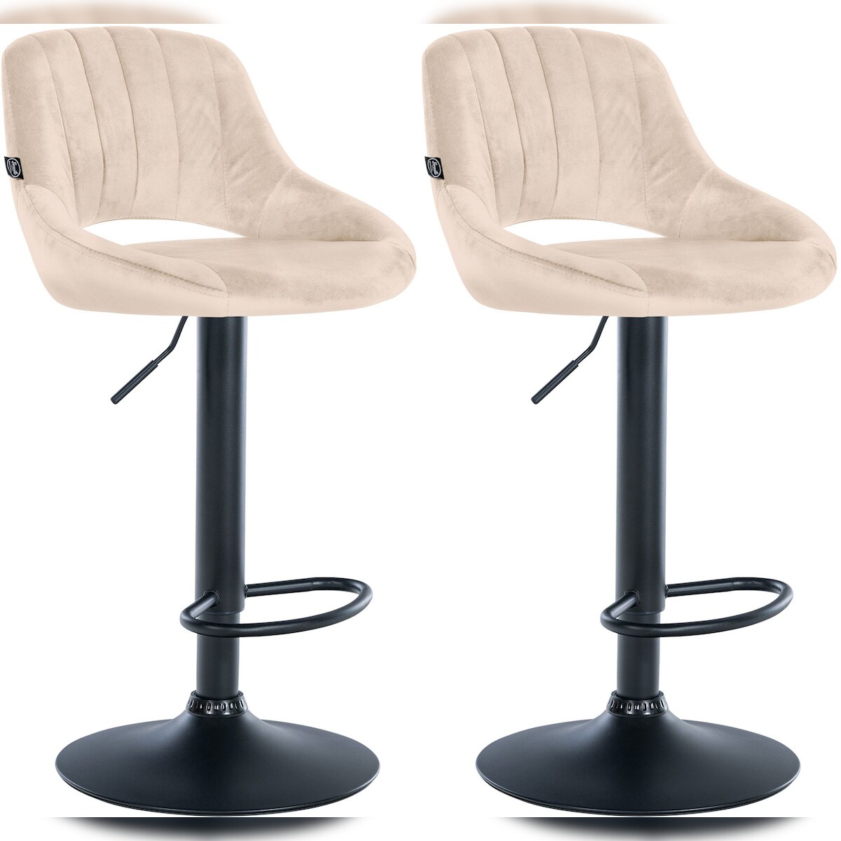 CLP 2er Set Barhocker Milet Samt Samt HBT: 85x47x48 cm creme Image