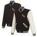Men's JH Design Black/White Florida State Seminoles Reversible Two-Tone Fleece Varsity Jacket