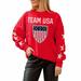 Women's Gameday Couture Red Team USA Torchbearer Drop Shoulder Pullover Sweatshirt