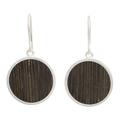 Wood and sterling silver dangle earrings, 'Forest Moon'