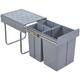 Helloshop26 - Poubelle encastrable 2 x 10 + 1 x 20 litres 48 x 34 x 42 cm gris - Gris