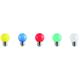 Lot de 5 ampoules led E27 spherique couleur - 220V - Jaune - Bleu - Rouge - Blanc - Vert