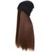 Tiezhimi Women Winter Beanie Hat Wig Knit With Long Straight/wig Long Wavy Curly Hair Wig Warm Ladies Party Daily Weddings Wig