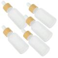 Guichaokj Essential Oil Glass Containers for Liquids 5 Pcs Bottles with Dropper Bamboo Lid Portable Travel
