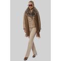 James Lakeland Womens Faux Leather Jacket Taupe - Size 8 UK