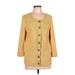 Christopher & Banks Cardigan Sweater: Yellow Color Block Sweaters & Sweatshirts - Women's Size Large