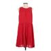 Banana Republic Casual Dress - A-Line Crew Neck Sleeveless: Red Solid Dresses - Women's Size Small