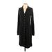 Soft Surroundings Casual Dress - Shirtdress Collared Long sleeves: Black Print Dresses - Women's Size Small Tall