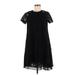 RACHEL Rachel Roy Casual Dress - Mini High Neck Short sleeves: Black Solid Dresses - Women's Size 6