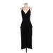 BCBGeneration Cocktail Dress - Midi V-Neck Sleeveless: Black Solid Dresses - Women's Size Small