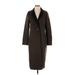 Calvin Klein Wool Coat: Knee Length Brown Solid Jackets & Outerwear - Women's Size X-Small